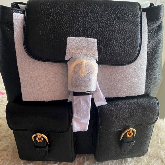 NWT Michael Kors LG Cooper Leather Flap Backpack Black main image 5